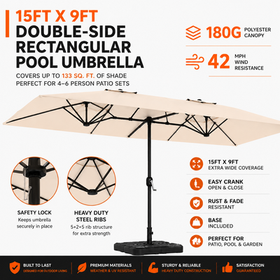 Double-Side Rectangular Pool Umbrella