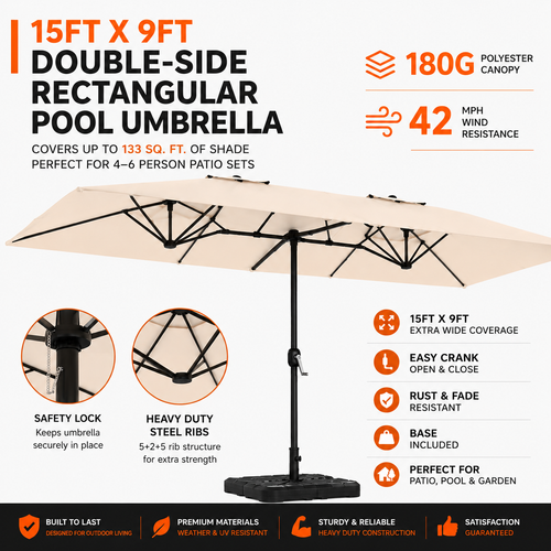 Double-Side Rectangular Pool Umbrella
