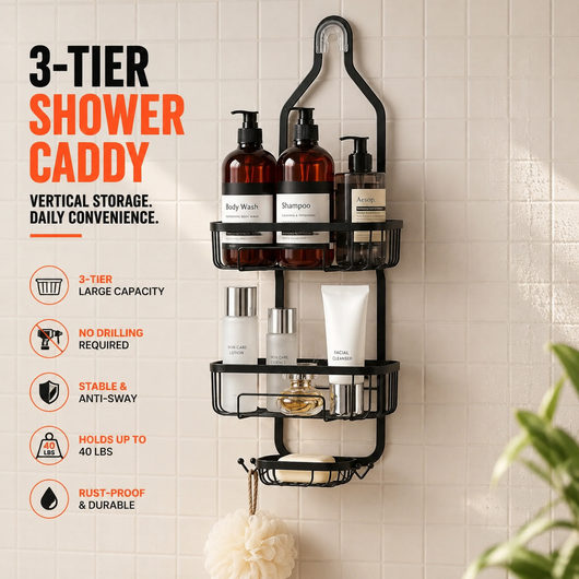 3-Tier Hanging Bathroom Shower Storage