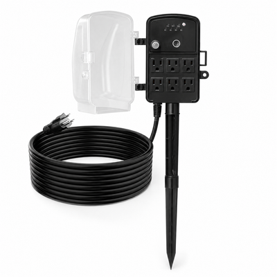 Outdoor Power Stake, 25FT Extension Cord