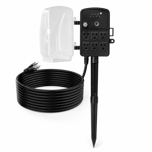 Outdoor Power Stake, 25FT Extension Cord