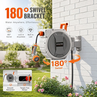 IronRidge Retractable Garden Hose Reel