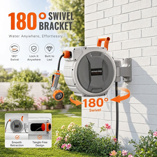 IronRidge Retractable Garden Hose Reel