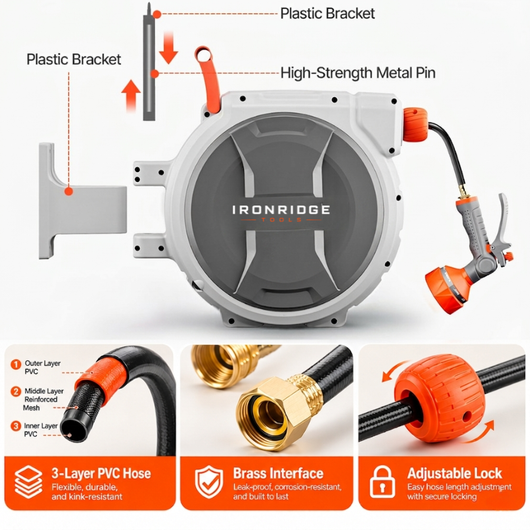 IronRidge Retractable Garden Hose Reel