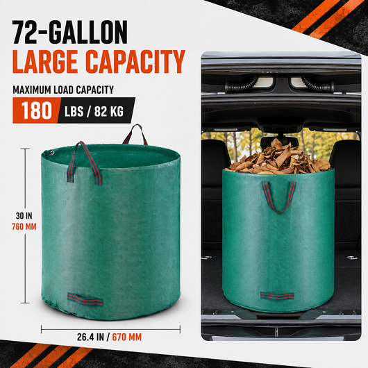 3-Pack 72 Gallon Reusable Yard Waste Bag